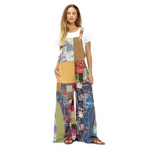 Yak & Yeti Parchwork Fairy Hippie Gypsy Cottage Boho Festival Overalls Jumpsuit